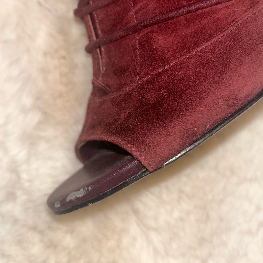 Sam Edelman Asher Wine Suede Ankle Lace Up Boots - Picture 13 of 14